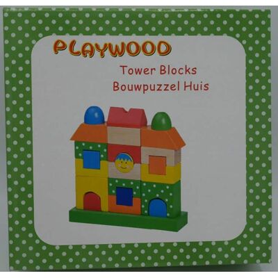 Playwood houten blokken huis in mooie kleuren Playwood houten blokken huis in mooie kleuren