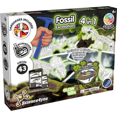 Oku Science4you - fossielen opgraven 4in1 set Oku Science4you - fossielen opgraven 4in1 set
