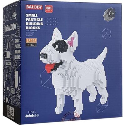 Balody bull terriër hond met nanoblocks mini lego bouwstenen 797 onderdelen Balody bull terriër hond met nanoblocks mini lego bouwstenen 797 onderdelen