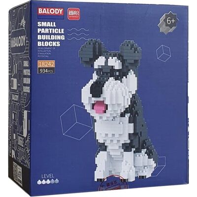 Balody schnauzer hond met nanoblocks mini lego bouwstenen 934 onderdelen Balody schnauzer hond met nanoblocks mini lego bouwstenen 934 onderdelen