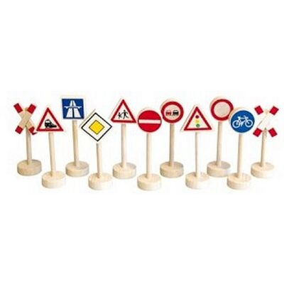 Simply For Kids houten verkeersborden 12 stuks Simply For Kids houten verkeersborden 12 stuks