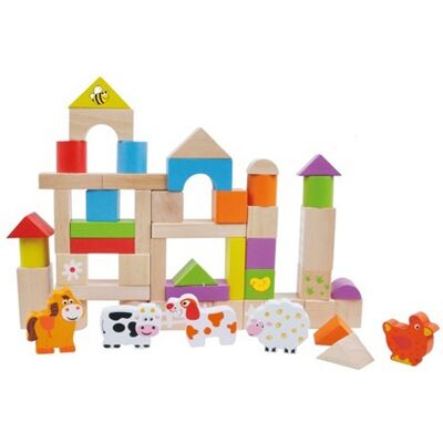 Simply For Kids houten blokken en dieren 50-delig Simply For Kids houten blokken en dieren 50-delig