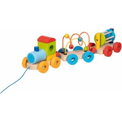 Goki houten trein rio met blokken, kralenlabyrint, rammelaar Multi kleuren Goki houten trein rio met blokken, kralenlabyrint, rammelaar Multi kleuren
