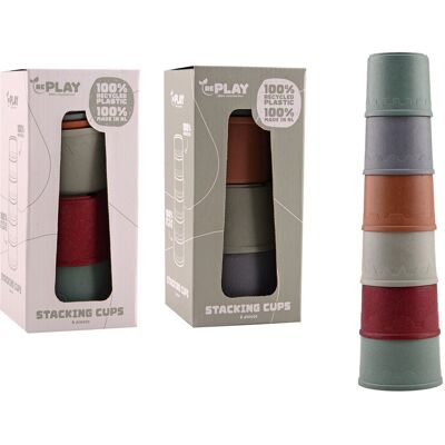 Johntoy stapelbekers gerecycled kunststof speelgoed 10 stuks. Multi kleuren Johntoy stapelbekers gerecycled kunststof speelgoed 10 stuks. Multi kleuren