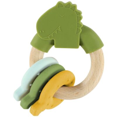 Trixie houten actviteitenring met silicone mr. dino – 0m+ – bijtspeelgoed - leuk als kraamcadeau Trixie houten actviteitenring met silicone mr. dino – 0m+ – bijtspeelgoed - leuk als kraamcadeau