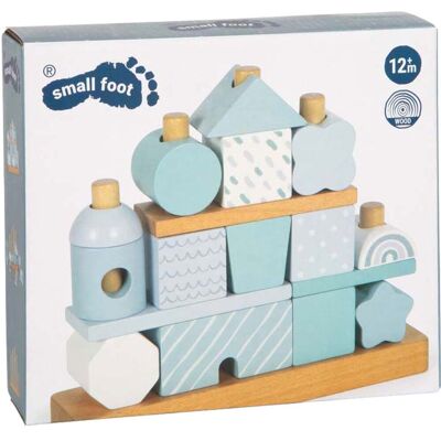 Small Foot - houten stapelhuis blauw - 18dlg. Blauw Small Foot - houten stapelhuis blauw - 18dlg. Blauw