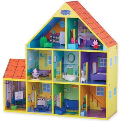 Gear2Play Peppa pig - groot houten speelhuis speelset - 65 cm - 9 kamers en 18 accessoires Gear2Play Peppa pig - groot houten speelhuis speelset - 65 cm - 9 kamers en 18 accessoires