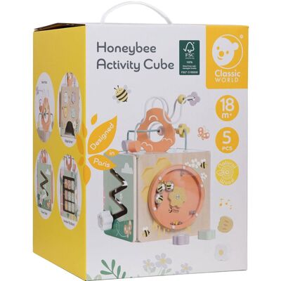 Classic World houten activiteitenkubus honingbij, 5dlg. Multi kleuren Classic World houten activiteitenkubus honingbij, 5dlg. Multi kleuren