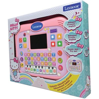 Lexibook Hello kitty abc tweetalige educatieve tablet met touchpaneel en led-display ter illustratie van spelinteracties in het engels en frans Lexibook Hello kitty abc tweetalige educatieve tablet met touchpaneel en led-display ter illustratie van spelinteracties in het engels en frans