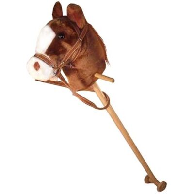 Playwood - stokpaard bruin met geluid - bont Playwood - stokpaard bruin met geluid - bont