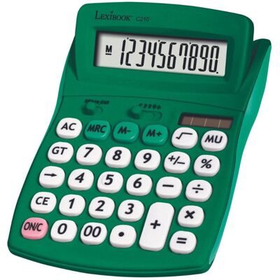 Lexibook 10-cijferige green zakrekenmachine met rubberen afwerking Lexibook 10-cijferige green zakrekenmachine met rubberen afwerking