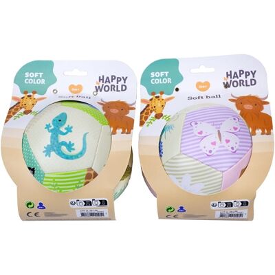 Johntoy Happy world zachte bal in zachte kleuren - 2 assorti Johntoy Happy world zachte bal in zachte kleuren - 2 assorti