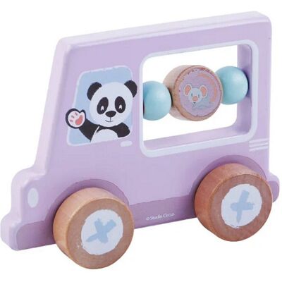 Studio Circus houten activiteitenauto panda paars Studio Circus houten activiteitenauto panda paars