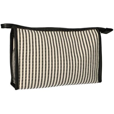 Traveller Toilettas stripe zwart creme 30x20cm Traveller Toilettas stripe zwart creme 30x20cm