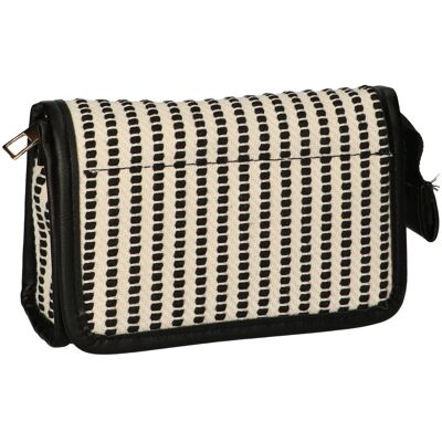 Traveller Spiegeltas stripe zwart creme 16.5x11cm Traveller Spiegeltas stripe zwart creme 16.5x11cm