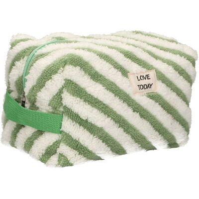 Traveller Toilettas badstof stripe groen 23cm x 13cm Traveller Toilettas badstof stripe groen 23cm x 13cm