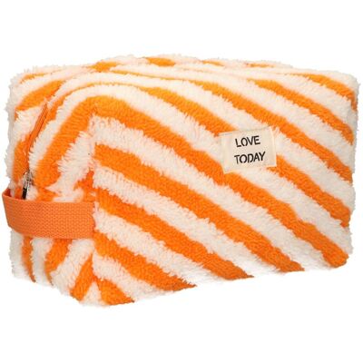 Traveller Toilettas badstof stripe oranje 23cm x 13cm Traveller Toilettas badstof stripe oranje 23cm x 13cm