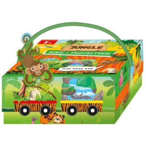 Lantaarn Publishers Boek en puzzeltrein jungle Multi kleuren Lantaarn Publishers Boek en puzzeltrein jungle Multi kleuren