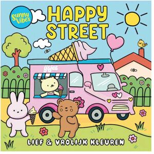 Lantaarn Publishers Kleurboek sunny vibes - happy street Multi kleuren Lantaarn Publishers Kleurboek sunny vibes - happy street Multi kleuren
