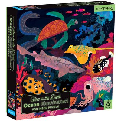 Mudpuppy glow in the dark puzzel - oceaan - 51x51cm - 500 stukjes - 8 jaar Mudpuppy glow in the dark puzzel - oceaan - 51x51cm - 500 stukjes - 8 jaar