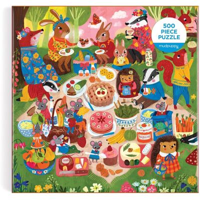 Mudpuppy puzzel - bospicknick - 52 stuks - 500 stukjes - 8 jaar Mudpuppy puzzel - bospicknick - 52 stuks - 500 stukjes - 8 jaar