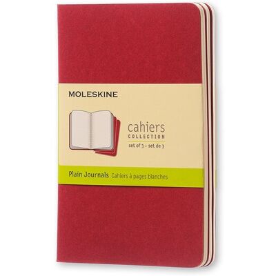 Moleskine cahier journals - pocket - blanco - rood - set van 3 Moleskine cahier journals - pocket - blanco - rood - set van 3