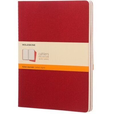 Moleskine cahier journals - extra large - gelinieerd - rood - set van 3 Moleskine cahier journals - extra large - gelinieerd - rood - set van 3