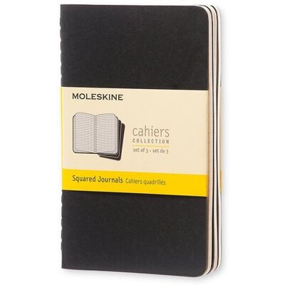 Moleskine cahier journals - pocket - geruit - zwart - set van 3 Moleskine cahier journals - pocket - geruit - zwart - set van 3