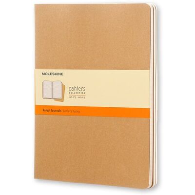 Moleskine cahier journals - extra large - gelinieerd - bruin - set van 3 Moleskine cahier journals - extra large - gelinieerd - bruin - set van 3