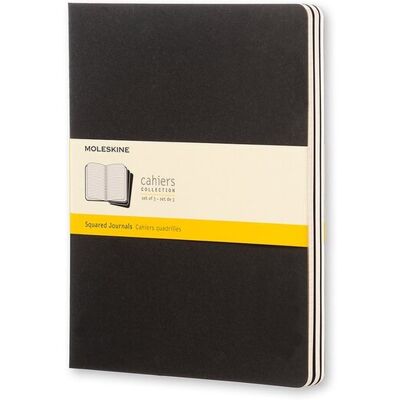 Moleskine cahier journals - extra large - geruit - zwart - set van 3 Moleskine cahier journals - extra large - geruit - zwart - set van 3
