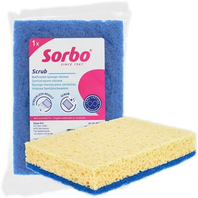 Sorbo sanitairspons viscose blauw - badkamerspons voor kalk en zeepresten - dubbelzijdige spons Sorbo sanitairspons viscose blauw - badkamerspons voor kalk en zeepresten - dubbelzijdige spons