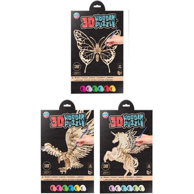Creative Craft Group Houten 3d puzzel dier met verf en penseel Multi kleuren Creative Craft Group Houten 3d puzzel dier met verf en penseel Multi kleuren