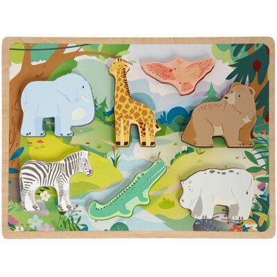 Creative Craft Group Houten 3d puzzel jungle - 7st. Multi kleuren Creative Craft Group Houten 3d puzzel jungle - 7st. Multi kleuren