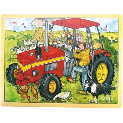 Bigjigs Toys Houten Puzzel Tractor met Tray - 24 Stukjes Bigjigs Toys Houten Puzzel Tractor met Tray - 24 Stukjes