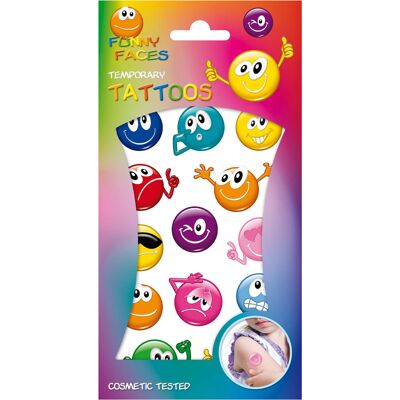Totum Grappige Gezichten Tijdelijke Tatoeages - Leuk & Kleurig Totum Grappige Gezichten Tijdelijke Tatoeages - Leuk & Kleurig