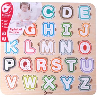 Classic World houten puzzel alfabet, 27st. Classic World houten puzzel alfabet, 27st.