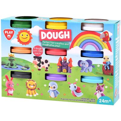 Playgo kleiset 9 kleuren - 9x56gram Multi kleuren Playgo kleiset 9 kleuren - 9x56gram Multi kleuren