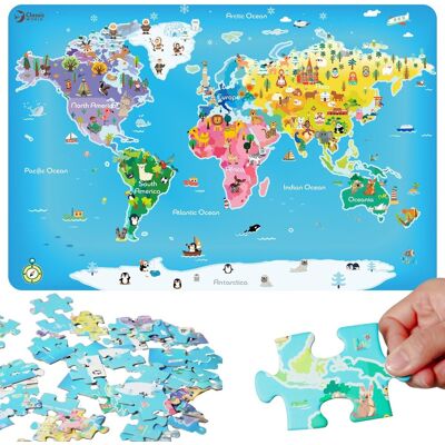 Classic World - Wereldkaart - Hout - 48 stukken - Puzzel Classic World - Wereldkaart - Hout - 48 stukken - Puzzel