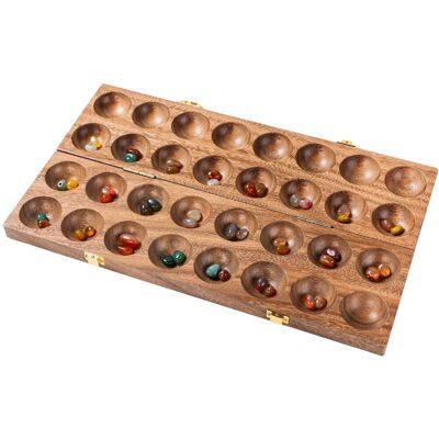 Engelhart Mancala walnoot dubbel - houten strategiespel - luxe kalaha bordspel - klassiek denkspel - 2 spelers - inclusief edelstenen - Engelhart Mancala walnoot dubbel - houten strategiespel - luxe kalaha bordspel - klassiek denkspel - 2 spelers - inclusief edelstenen -