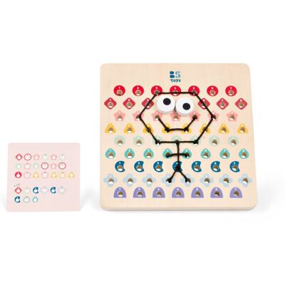BS Toys thread and code ga519 - houten rijgspel met kaarten & touwen Multi kleuren BS Toys thread and code ga519 - houten rijgspel met kaarten & touwen Multi kleuren