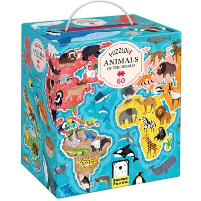 Banana Panda puzzelliefde dieren over de wereld (60 pcs). Multi Kleuren Banana Panda puzzelliefde dieren over de wereld (60 pcs). Multi Kleuren