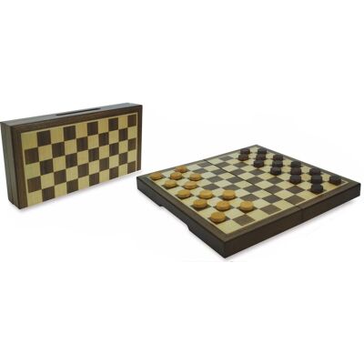 HOT Games Damcassette magnetisch notenhout ingelegd 20x10cm HOT Games Damcassette magnetisch notenhout ingelegd 20x10cm