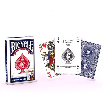 Bicycle ® bridge size french faces blauw - klassieke belgische speelkaarten - premium kwaliteit Bicycle ® bridge size french faces blauw - klassieke belgische speelkaarten - premium kwaliteit