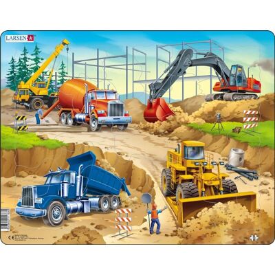 Larsen de bouwplaats - puzzel - voertuigen & techniek - bouwplaats - educatieve legpuzzel voor kinderen - 30 stukjes - gemaakt in noorwegen - extra dikke 2,5 mm stukjes - tray met vaste rand Larsen de bouwplaats - puzzel - voertuigen & techniek - bouwplaats - educatieve legpuzzel voor kinderen - 30 stukjes - gemaakt in noorwegen - extra dikke 2,5 mm stukjes - tray met vaste rand