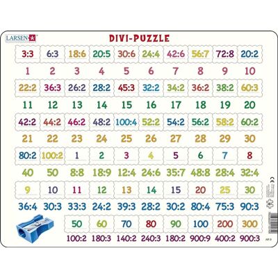 Larsen delen - puzzel - leren rekenen - delen - educatieve legpuzzel voor kinderen - 58 stukjes - gemaakt in noorwegen - extra dikke 2,5 mm stukjes - tray met vaste rand Larsen delen - puzzel - leren rekenen - delen - educatieve legpuzzel voor kinderen - 58 stukjes - gemaakt in noorwegen - extra dikke 2,5 mm stukjes - tray met vaste rand