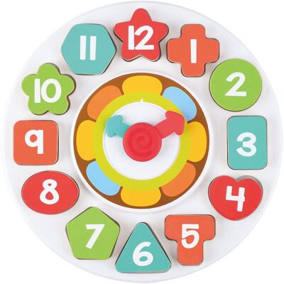 Playgo houten sorteer vormen - en leerklok - 13dlg. Multi kleuren Playgo houten sorteer vormen - en leerklok - 13dlg. Multi kleuren