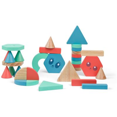 BS Toys houten bouwstenen - 38dlg. Multi kleuren BS Toys houten bouwstenen - 38dlg. Multi kleuren