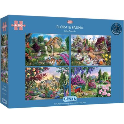 Gibsons Puzzle Flora & Fauna 4x500 - Puzzel Gibsons Puzzle Flora & Fauna 4x500 - Puzzel