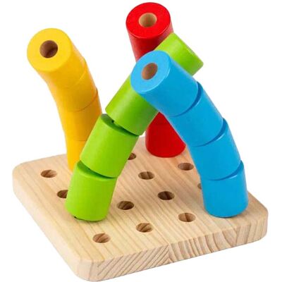 Bigjigs Houten wiebel-pinnenbord - 17 stuks voor kinderen Bigjigs Houten wiebel-pinnenbord - 17 stuks voor kinderen