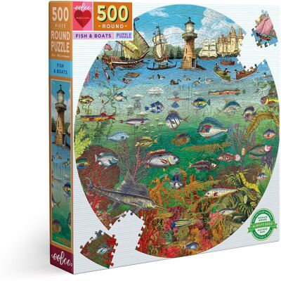 Eeboo vis en boot (500) - ronde legpuzzel Eeboo vis en boot (500) - ronde legpuzzel